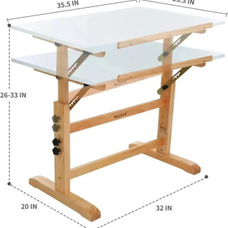 Rajz- és Festőasztal, állítható, dönthető - MEEDEN Natural Wood Drafting Table