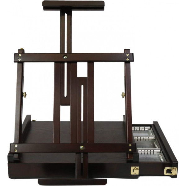 M-ART MEEDEN Professzionális asztali festőállvány, fiókos festődobozzal - Dióbarna