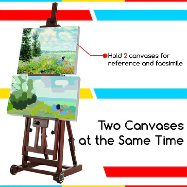 Festőállvány, műtermi, összecsukható, gurítható - MEEDEN Versatile H-Frame Studio Easel