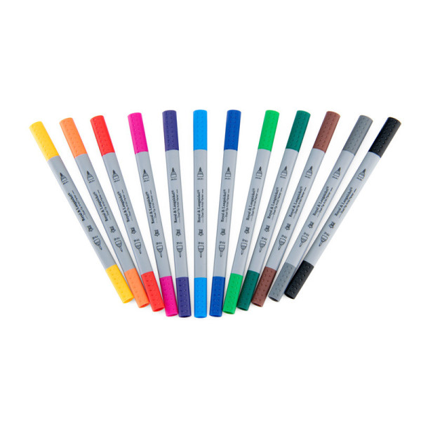 Royal Tűfilc 0,4 mm + Ecsetfilc készlet - Háromszög alakú tolltest - Royal Dual-Tip Fineliner + Brush Tip - 12 színű készlet Royal Tűfilc 0,4 mm + Ecsetfilc készlet - Háromszög alakú tolltest - Royal Dual-Tip Fineliner + Brush Tip - 12 színű készlet