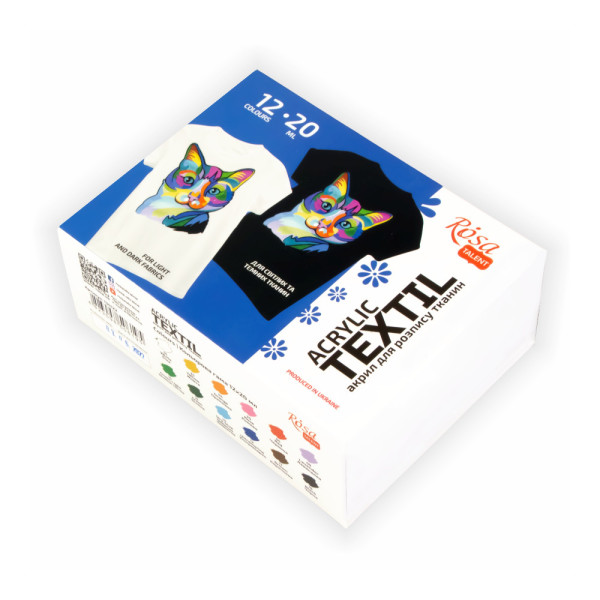 Textilfesték készlet - Rósa Talent - 12 x 20 ml tégelyes - kartondobozban Textilfesték készlet - Rósa Talent - 12 x 20 ml tégelyes - kartondobozban