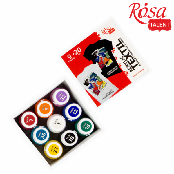 Textilfesték készlet - Rósa Talent STYLE - 9 x 20 ml tégelyes - kartondobozban Textilfesték készlet - Rósa Talent STYLE - 9 x 20 ml tégelyes - kartondobozban