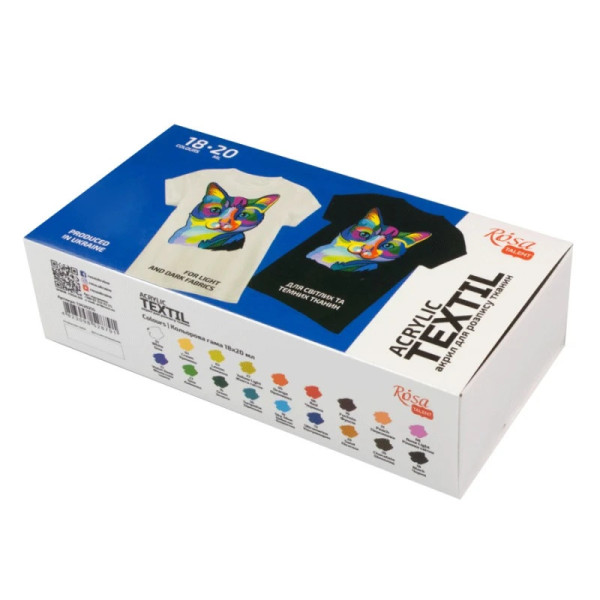 Textilfesték készlet - Rósa Talent CAT - 18 x 20 ml tégelyes - kartondobozban Textilfesték készlet - Rósa Talent CAT - 18 x 20 ml tégelyes - kartondobozban