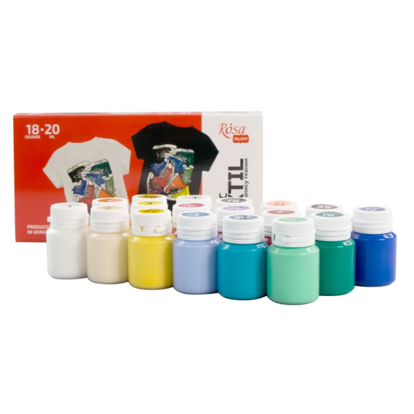 Textilfesték készlet - Rósa Talent STYLE - 18 x 20 ml tégelyes - kartondobozban