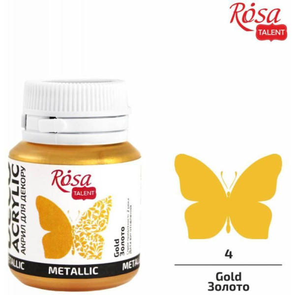 Metálszínű akrilfesték - Rósa Talent 20 ml tégelyes - Arany 04 és további színek