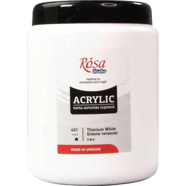 Rósa Studio Művész Akrilfesték, tégelyes, 1000 ml - Titánfehér 
