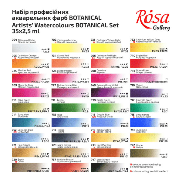 Akvarellfesték készlet, szilkés - Rósa Gallery Botanical - 35 x 2,5 ml - fémdobozos Akvarellfesték készlet, szilkés - Rósa Gallery Botanical - 35 x 2,5 ml - fémdobozos