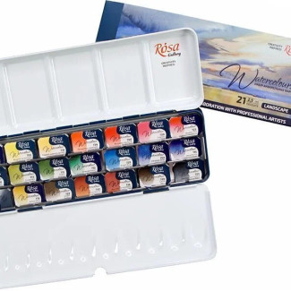 Akvarellfesték készlet, szilkés - Rósa Gallery Landscape Indigó - 21 x 2,5 ml - fémdobozos