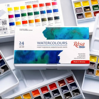 Akvarellfesték készlet, szilkés - Rósa Studio - 24 x 1,6 ml - praktikus műanyag dobozban