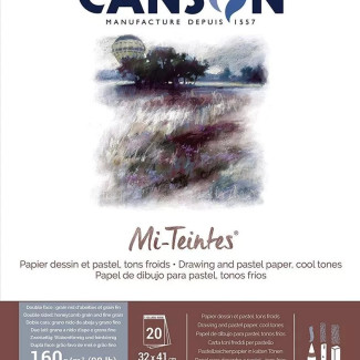 Mi-Teintes CANSON, savmentes színes pasztelltömb, (rövid oldalán ragasztott) 160g/m2 20 lapos, kétoldalas kék árnyalatos, 32 x 41