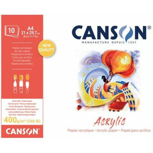 CANSON Acrylic savmentes akril festőtömb egyik oldalán ragasztott 400 gr, 10 ív, finom szemcsés, 24 x 32 cm CANSON Acrylic savmentes akril festőtömb egyik oldalán ragasztott 400 gr, 10 ív, finom szemcsés, 24 x 32 cm