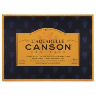 CANSON Héritage merített, savmentes akvarelltömb 640 gr, 100 % pamutból, (4 oldalt ragasztott) 12 ív, finom 26 x 36 cm CANSON Héritage merített, savmentes akvarelltömb 640 gr, 100 % pamutból, (4 oldalt ragasztott) 12 ív, finom 26 x 36 cm