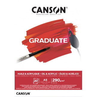 CANSON Graduate olaj & akrilfestő papír-tömb, ragasztott 290g/m2 20 ív A5 CANSON Graduate olaj & akrilfestő papír-tömb, ragasztott 290g/m2 20 ív A5