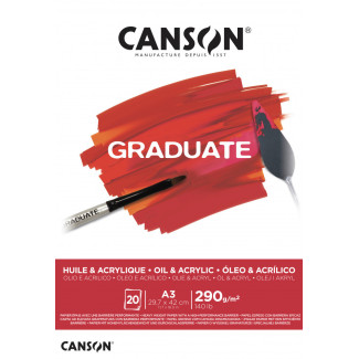CANSON Graduate olaj & akrilfestő tömb, ragasztott 290g/m2 20 ív A3
