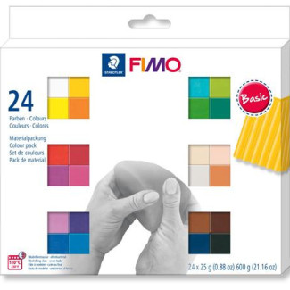 Gyurma, készlet, égethető, FIMO "Soft Basic", 24 különböző szín - 24x25g