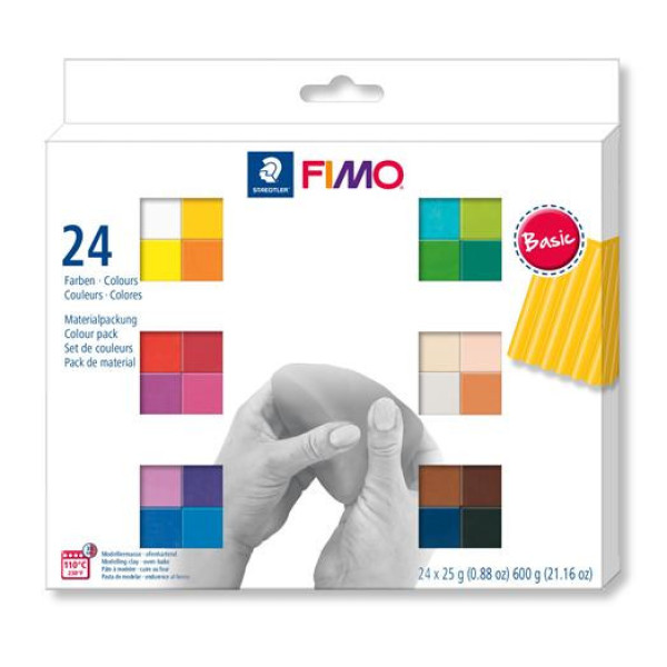 Gyurma, készlet, égethető, FIMO "Soft Basic", 24 különböző szín - 24x25g