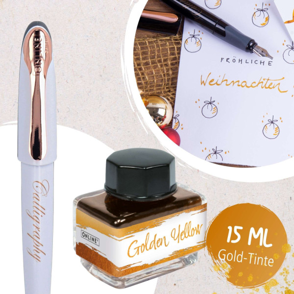 Best Writer White Rose Töltőtoll készlet 15ml Golden Yellow tintával Best Writer White Rose Töltőtoll készlet 15ml Golden Yellow tintával
