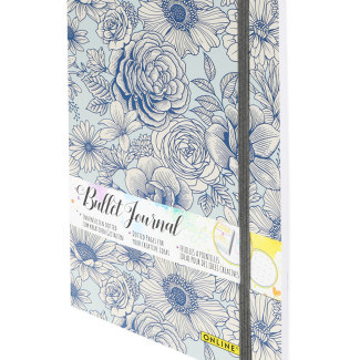 Bullet Journal Blue Flowers - pontozott, A5