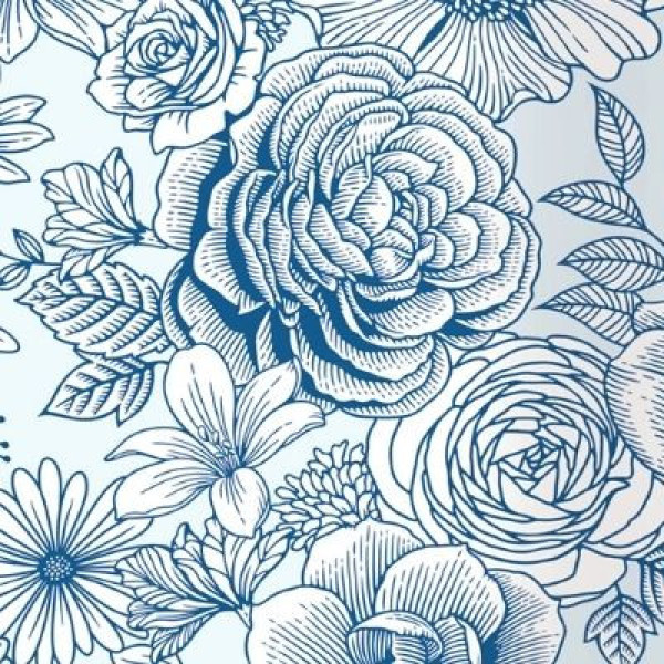 Bullet Journal Blue Flowers - pontozott, A5 Bullet Journal Blue Flowers - pontozott, A5