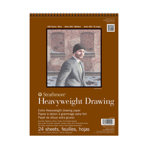 Rajztömb - Strathmore 400 Drawing Pad - 163 gr, krém színű, 24 lapos A4, spirálkötéses