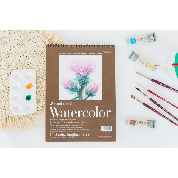 Akvarelltömb - Strathmore 400 Watercolor Pad - 300 gr, 12 lapos, 28x38 cm, spirálkötéses Akvarelltömb - Strathmore 400 Watercolor Pad - 300 gr, 12 lapos, 28x38 cm, spirálkötéses