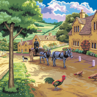 Kifestő készlet számokkal, ecsettel, felnőtteknek - 30x40 cm - Meredek utca