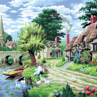 Kifestő készlet számokkal, ecsettel, felnőtteknek - 30x40 cm - Kacsák etetése Kifestő készlet számokkal, ecsettel, felnőtteknek - 30x40 cm - Kacsák etetése