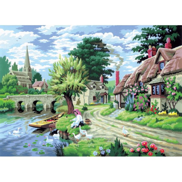 Kifestő készlet számokkal, ecsettel, felnőtteknek - 30x40 cm - Kacsák etetése Kifestő készlet számokkal, ecsettel, felnőtteknek - 30x40 cm - Kacsák etetése