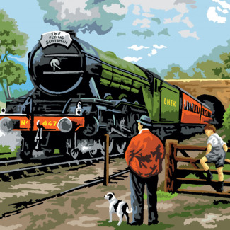 Kifestő készlet számokkal, ecsettel, felnőtteknek - 30x40 cm - Gőzmozdony