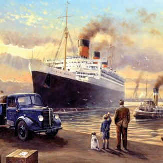 Kifestő készlet számokkal, ecsettel, felnőtteknek - 30x40 cm - Óceánjáró a kikötőben