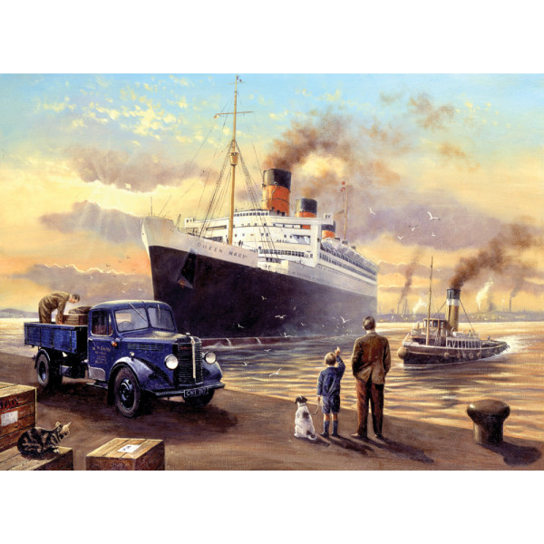 Kifestő készlet számokkal, ecsettel, felnőtteknek - 30x40 cm - Óceánjáró a kikötőben