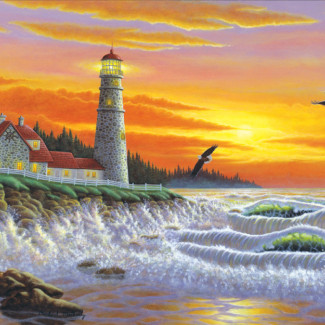 Kifestő készlet számokkal, ecsettel, felnőtteknek - 30x40 cm - Világítótorony