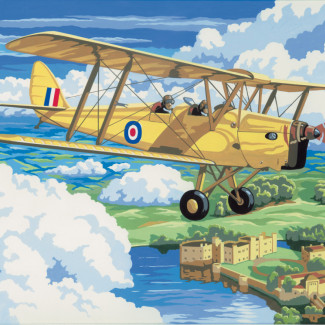 Kifestő készlet számokkal, ecsettel, felnőtteknek - 30x40 cm - Régi repülőgép