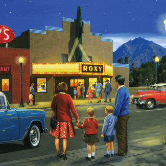 Kifestő készlet számokkal, ecsettel, felnőtteknek - 30x40 cm - Amerikai kisvárosi életkép