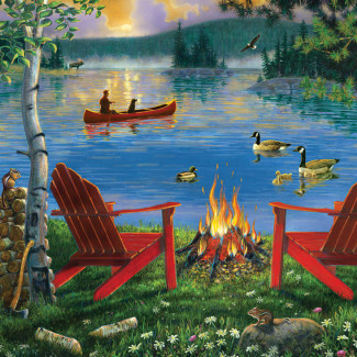 Kifestő készlet számokkal, ecsettel, felnőtteknek - 30x40 cm - Pihenő a tóparton