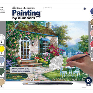 Kifestő készlet számokkal, ecsettel, felnőtteknek - 30x40 cm - Tavaszi terasz