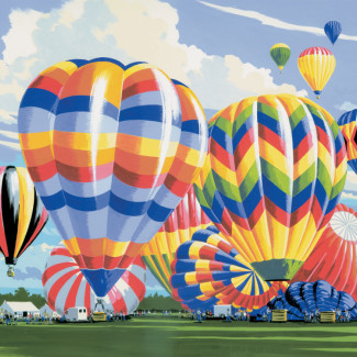 Kifestő készlet számokkal, ecsettel, felnőtteknek - 30x40 cm - Hőlégballonok