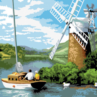 Kifestő készlet számokkal, ecsettel, felnőtteknek - 30x40 cm - Szélmalom