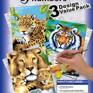 Számozott kifestő készlet 3 az 1-ben - Nagymacskák