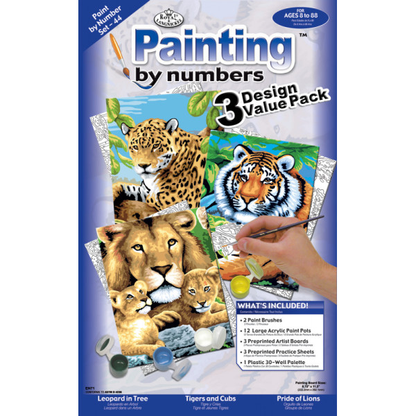 Számozott kifestő készlet 3 az 1-ben - Nagymacskák