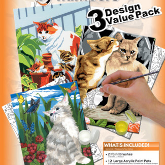 Számozott kifestő készlet 3 az 1-ben - Cicák mindhárom képen