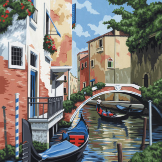 Kifestő készlet vászonra, akrilfestékkel, ecsettel - 23x30 cm - Velence