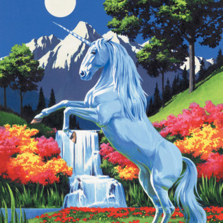 Kifestő készlet vászonra, akrilfestékkel, ecsettel, 23x30 cm - Unikornis