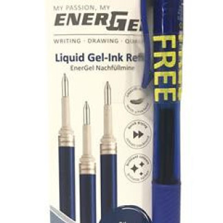 Pentel zseléstollbetét csomag, 3 db 0,35 mm - Kék - Pentel Energel tollakhoz - Plusz Ajéndék BL107 Toll