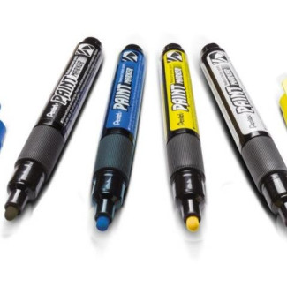 Pentel lakkmarker kerek hegyű 2,0 mm - 4 db-os szett: fekete, kék, sárga, fehér