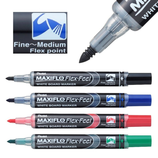 Pentel Maxiflo Flex Feel hajlékony hegyű táblamarker 1-5 mm - fekete Pentel Maxiflo Flex Feel hajlékony hegyű táblamarker 1-5 mm - fekete