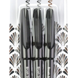 Pentel Brush Sign Pen ecsetfilc, pigmentált, 3 db-os szett - Fekete, szépia, szürke