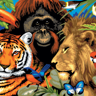 Kifestő készlet akrilfestékkel, ecsettel, gyerekeknek 11 éves kortól - 30x40 cm - Szafari