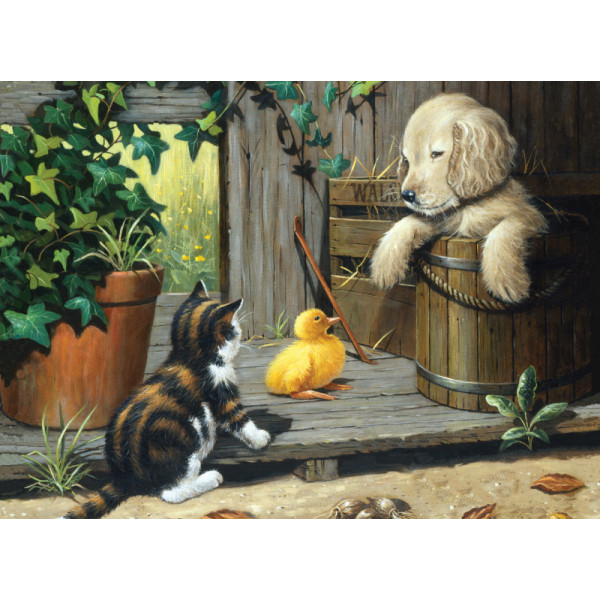 Kifestő készlet akrilfestékkel, ecsettel, gyerekeknek 11 éves kortól - 30x40 cm - Állatkölykök