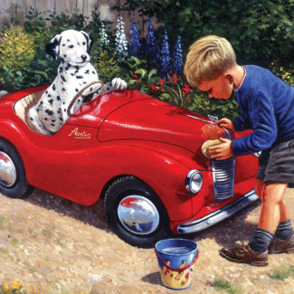 Kifestő készlet akrilfestékkel, ecsettel, gyerekeknek 11 éves kortól - 30x40 cm - Pedálos autó